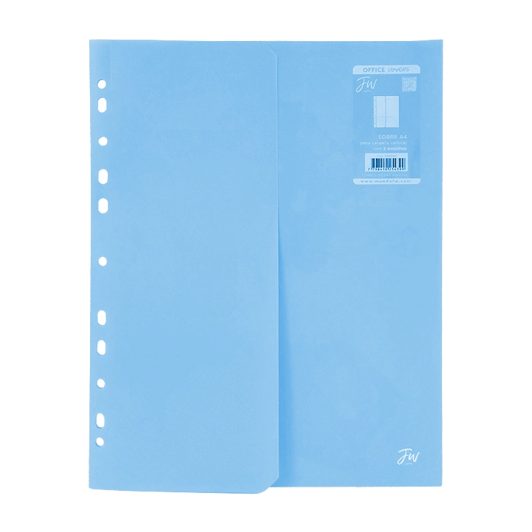 Carpeta FW A4 Sobre Comercial Con 2 Bolsillos Celeste Pastel Art.999593